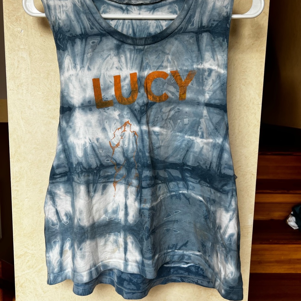 Lucy Vincent Apparel Tie-Dye Tank Top with Orange Print